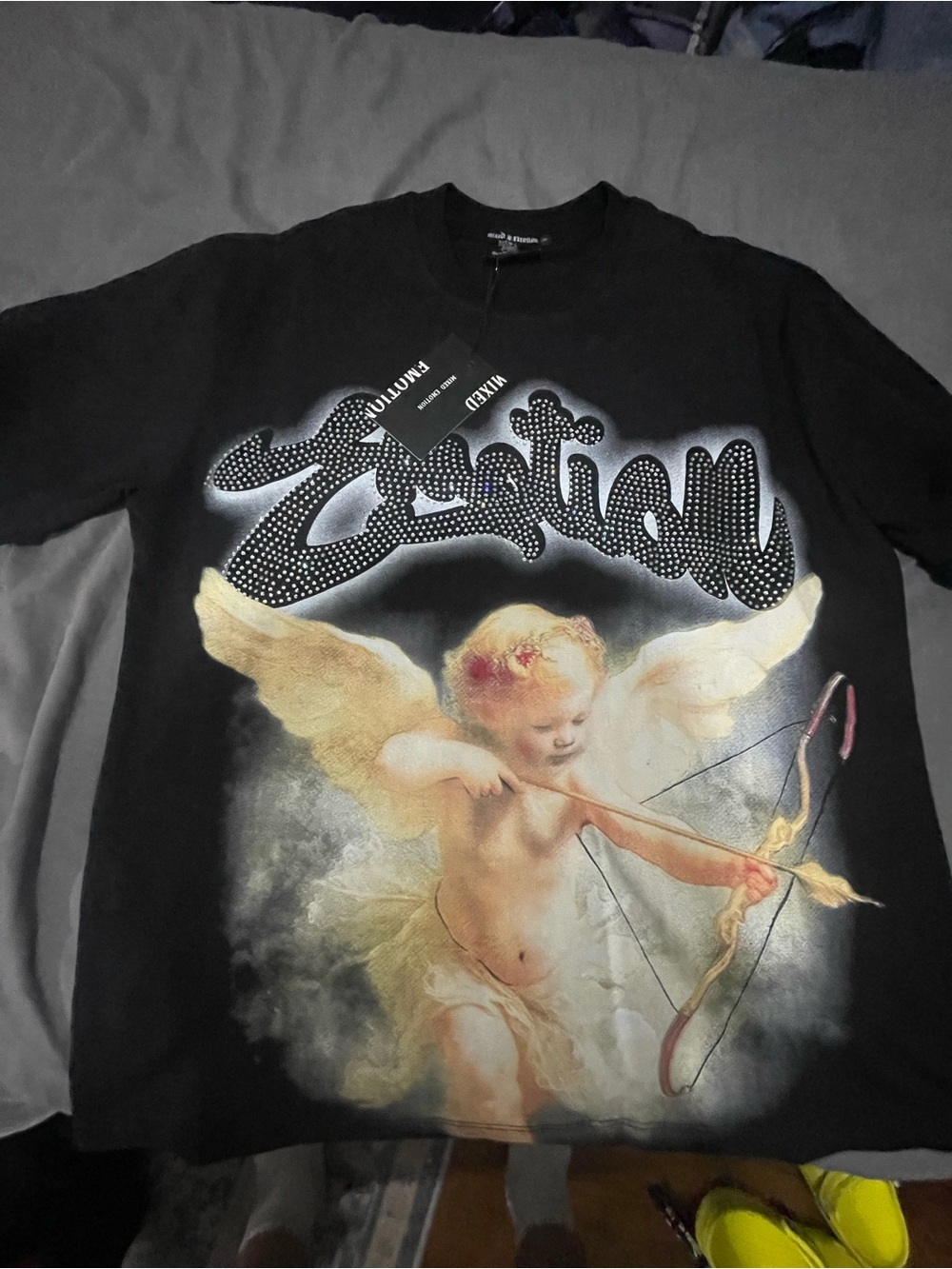 Mixed Emotions short sleeve cropped rhinestone tee size small